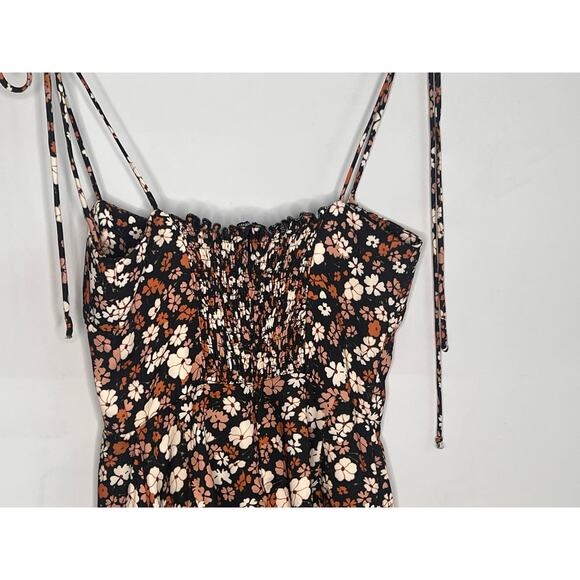 RESA Willow Collection Odi Floral Tie Shoulder Smocked Mini Dress Black Multi XS - Picture 8 of 10